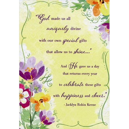Designer Greetings God Made Us All Uniquely Divine Floral Religious : Inspirational Birthday Card