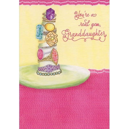 Designer Greetings Gold Foil Accented Rings on Holder Birthday Card for Granddaughter