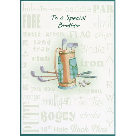 Designer Greetings Golf Bag and Golf Terms Birthday Card for Brother