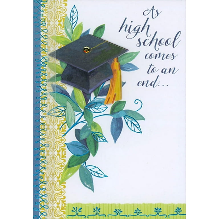 Designer Greetings Grad Cap 3D Die Cut Tip On, White Ribbon : Leafy  Branches Hand Decorated High School Graduation Congratulations Card -  Walmart.com