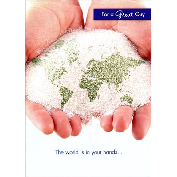 Designer Greetings Great Guy : World Is In Your Hands Masculine Graduation Congratulations Card for Him