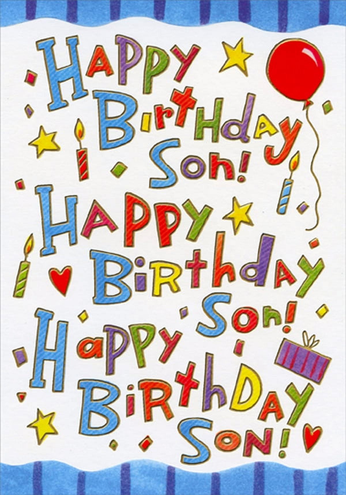 Designer Greetings Happy Birthday Son Repeated 3 Times Birthday Card ...