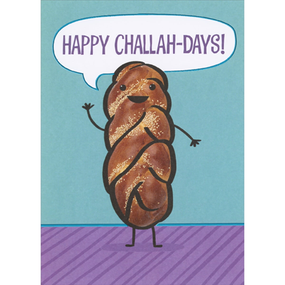 Designer Greetings Happy Challah Days on Blue and Purple Humorous / Funny Hanukkah Card