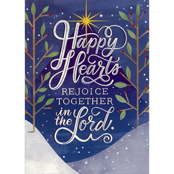 Designer Greetings Happy Hearts Rejoice Together in the Lord Box of 18 Religious Christmas Cards