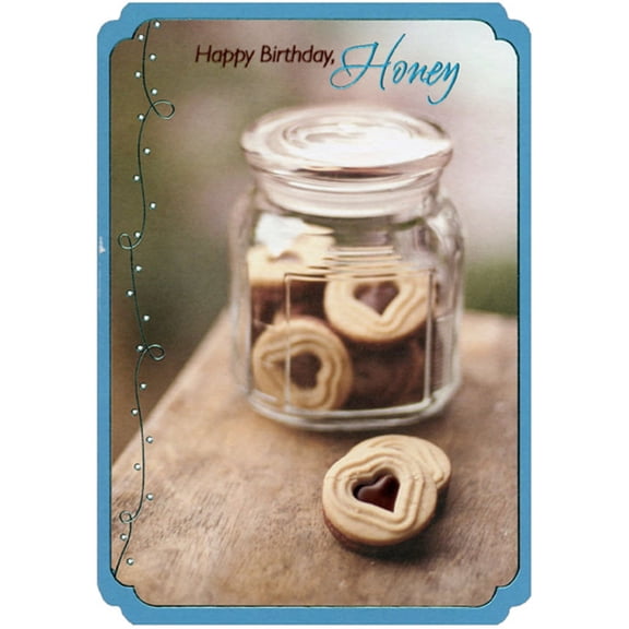 Designer Greetings Heart Shaped Cookies and Jar Die Cut Birthday Card for Honey
