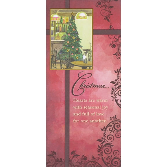 Designer Greetings Hearts are Warm with Seasonal Joy: Tree on Dark Red Package of 8 Money Holder / Gift Card Holder Christmas Cards