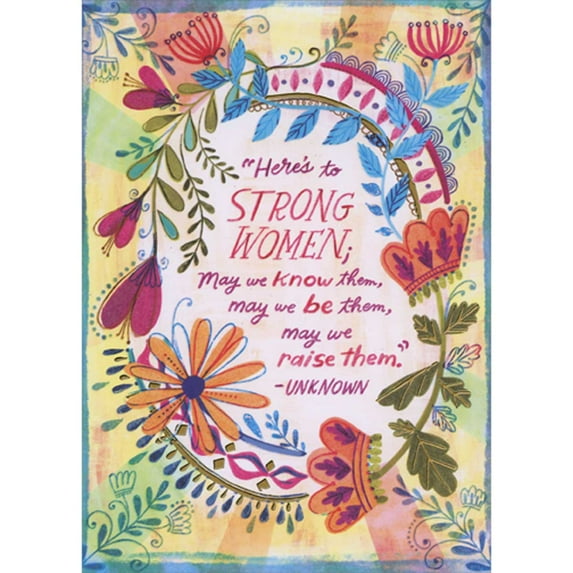 Designer Greetings Here's To Strong Women: Orange and Pink Flower Around Oval Frame Package of 8 Mothers Day Cards