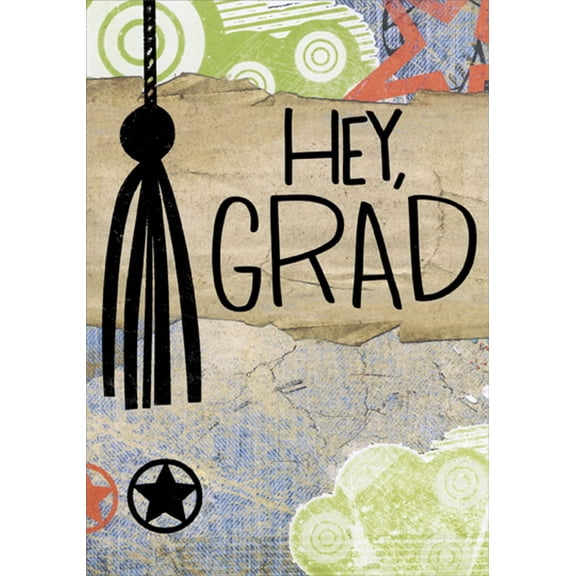 Designer Greetings Hey Grad : Shiny Black Tassel High School Graduation Congratulations Card