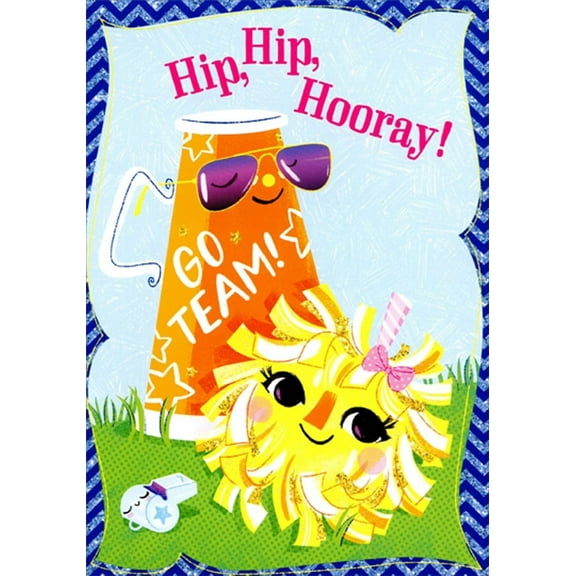 Designer Greetings Hip Hip Hooray Cheerleading Congratulations Card for Kids / Children