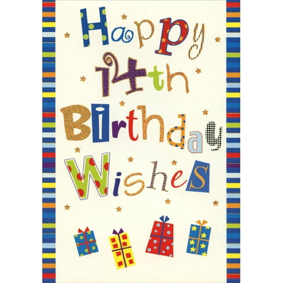 Designer Greetings Holographic Foil Birthday Wishes Age 14 / 14th Birthday Card