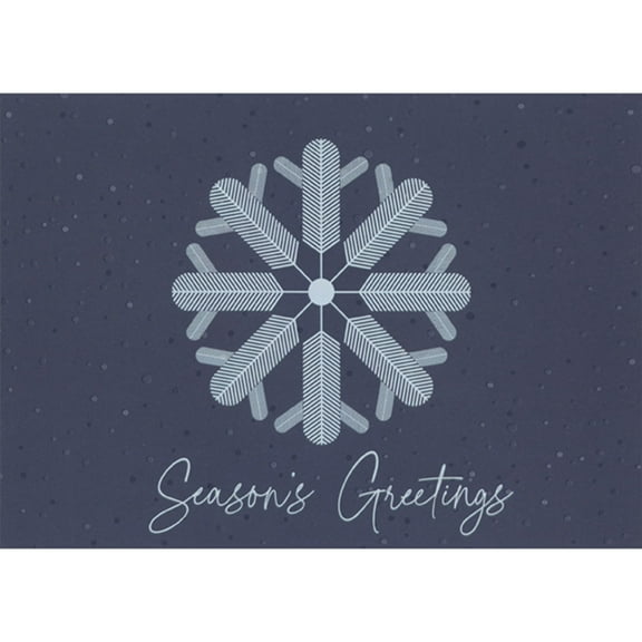 Designer Greetings Holographic Foil Season's Greetings and Large Snowflake on Dark Blue Box of 15 Holiday Cards