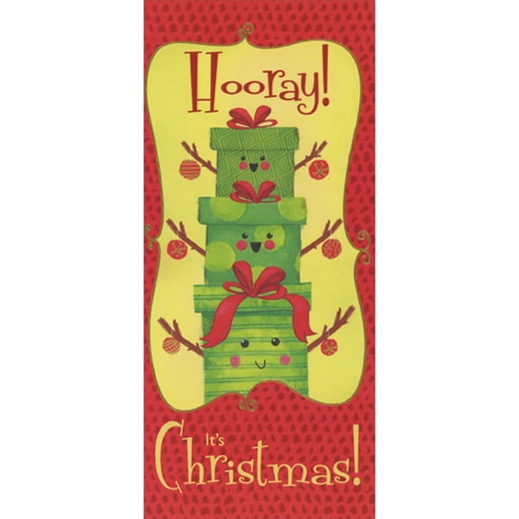 Designer Greetings Hooray, It's Christmas: Stack of Cute Green Presents Package of 8 Juvenile Christmas Money Holders / Gift Card Holders