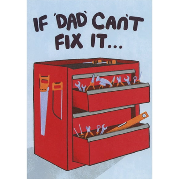 Designer Greetings If Dad Can't Fix It: Red Tool Chest with Open Drawers 3D Pop Up Humorous / Funny Father's Day Card for Husband