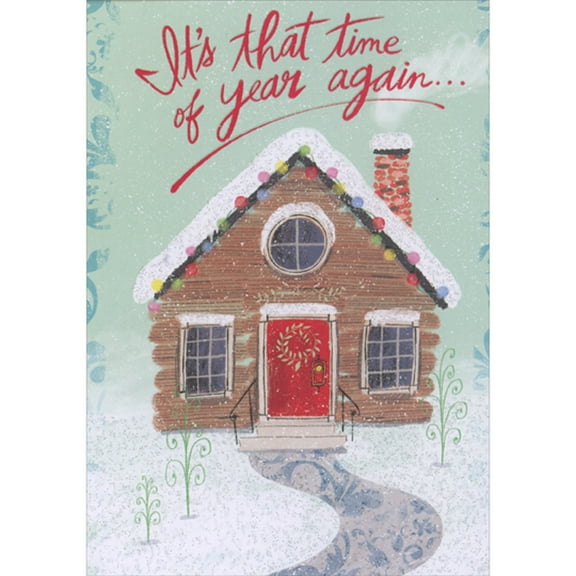 Designer Greetings It's That Time of Year Again: Wood House with Red Door 3D Pop Up Funny Christmas Card for the One I Love
