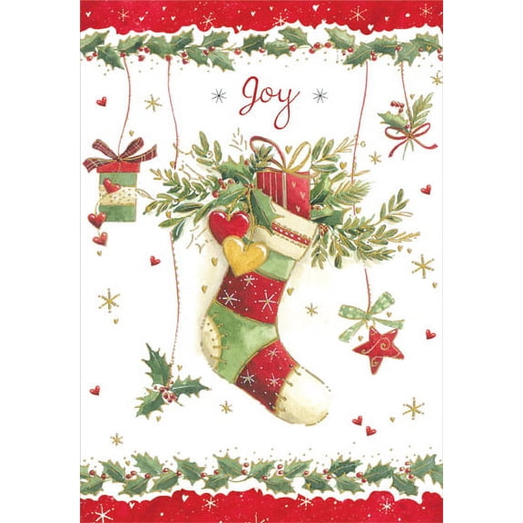 Designer Greetings Joy Stocking Box of 18 Christmas Cards