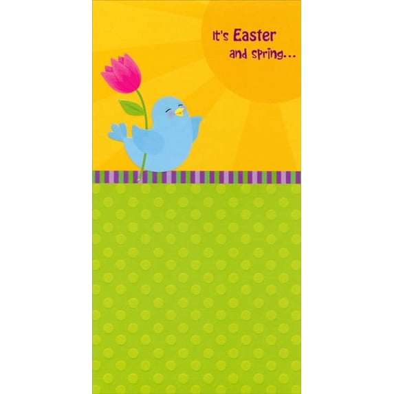Designer Greetings Joyful Blue Bird with Flower Easter Card