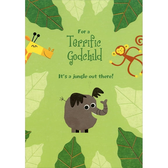 Designer Greetings Jungle Animals Birthday Card for Godchild