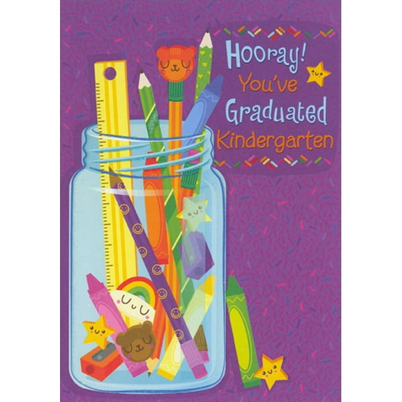 Designer Greetings Kindergarten Graduation Congratulations Card, White (Heavy Cardstock)