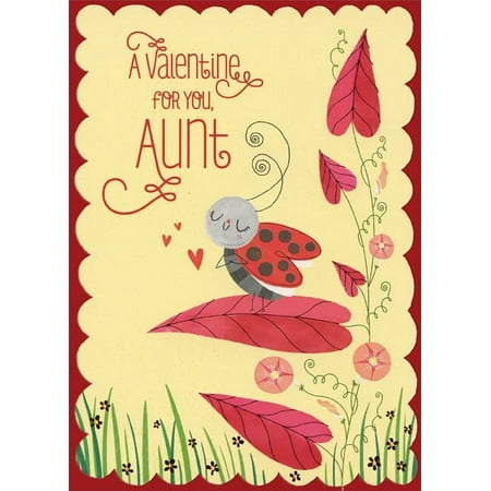 Designer Greetings Ladybug Red Foil Border: Aunt From Child Valentine's Day Card