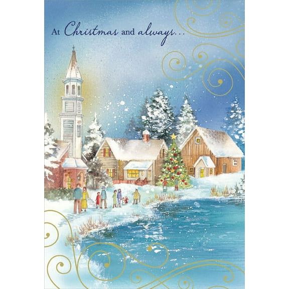 Designer Greetings Lakeside Town Box of 18 Christmas Cards