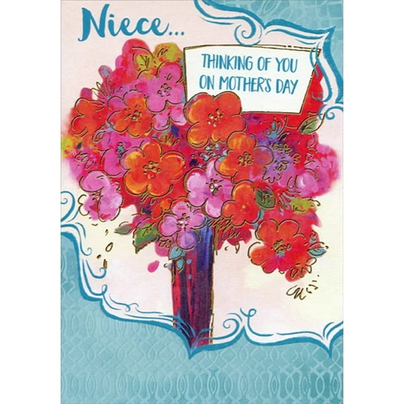 Designer Greetings Large Gold Trim Bouquet Mother's Day Card for Niece