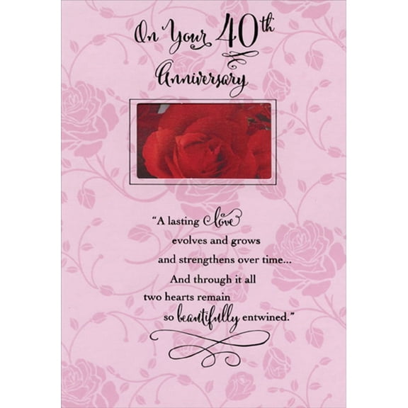 Lasting Love: Closeup Inside Rectangular Window 40th : Fortieth Wedding Anniversary Congratulations Card for Couple