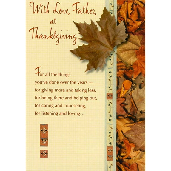 Designer Greetings Leaf Closeup Photo : For All The Things Thanksgiving Card for Father
