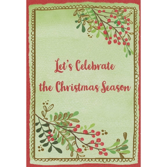 Designer Greetings Let's Celebrate the Christmas Season Holly Branches Inside Red Border Package of 8 Party Fill-In Invitations