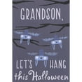 thumbnail image 1 of Designer Greetings Let's Hang: Three Upside Down Blue Bats on Tree Branches Halloween Card for Young Grandson, 1 of 2