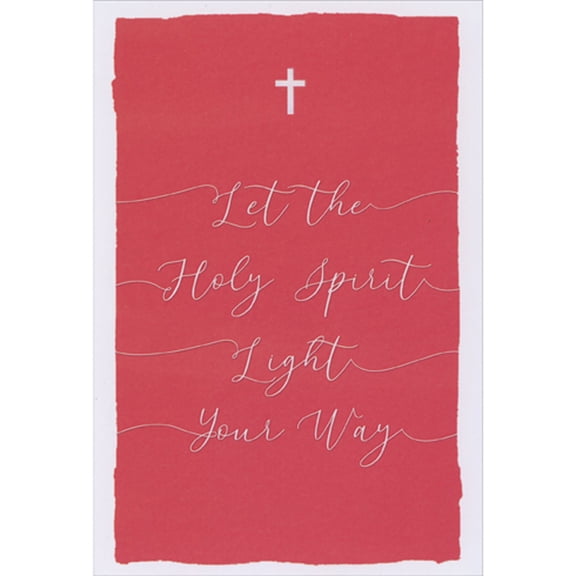 Designer Greetings Let the Holy Spirit Light Your Way: Continuous White Script on Red Confirmation Card