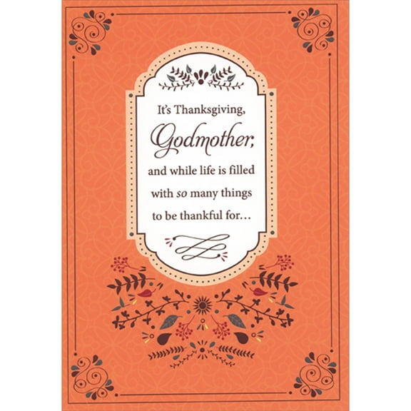 Designer Greetings Life is Filled With So Many Things Thanksgiving Card for Godmother