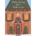 thumbnail image 1 of Designer Greetings Light Brown House with 3D Die Cut Scallop Edged Roof with Red Sequins and Peppermints Hand Decorated Christmas Card for Sister and Brother-in-Law, 1 of 2
