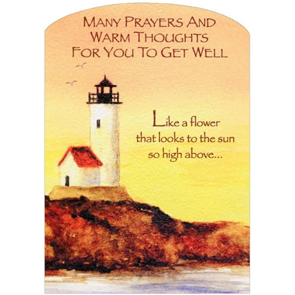 Designer Greetings Lighthouse Many Prayers Religious Die Cut Z-Fold Get Well Card