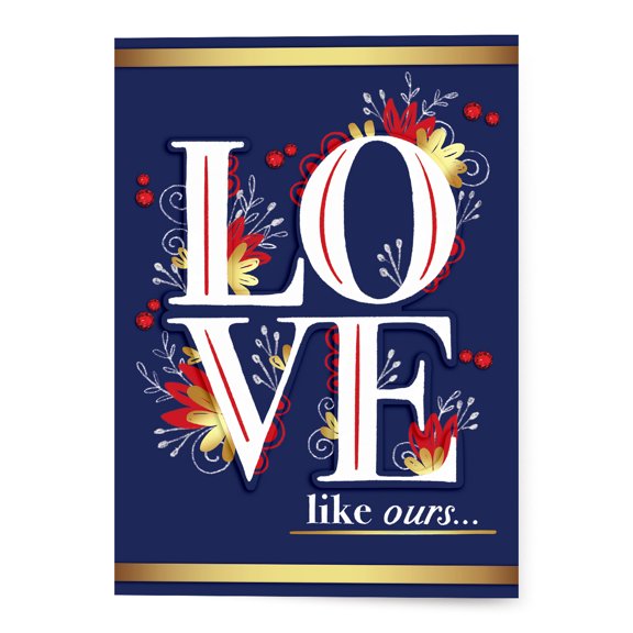 Designer Greetings Love Card with Envelope, Romantic Floral LOVE Design