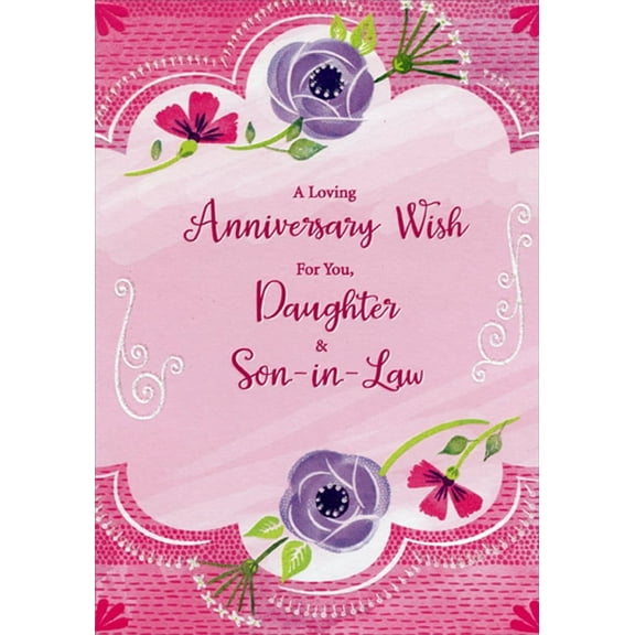 Designer Greetings Loving Anniversary Card, Purple Flowers