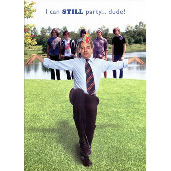 Designer Greetings Man with Tie Doing Strange Dance Move on Lawn Funny / Humorous Masculine Birthday Card for Him : Man : Men