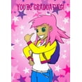 thumbnail image 1 of Designer Greetings Manga Girl with Pink Starry Background Graduation Congratulations Card for Pre-Teen Girl, 1 of 2