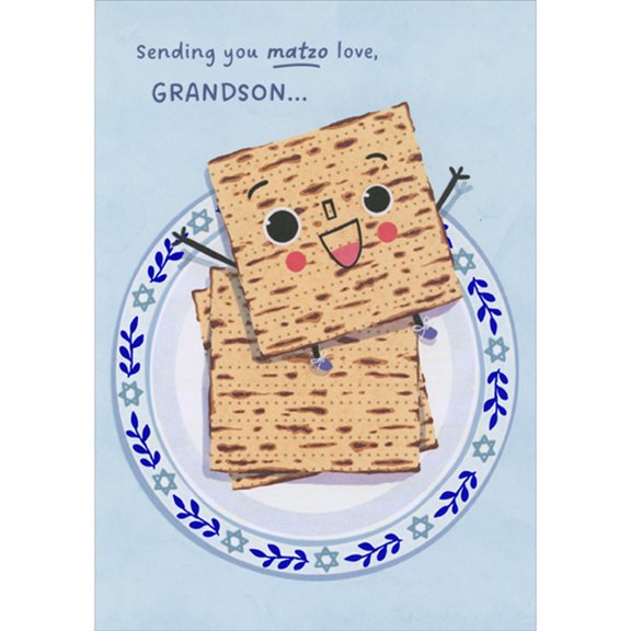 Designer Greetings Matzo Love: Cute Smiley Face Matzah Bread Juvenile Passover Card for Grandson