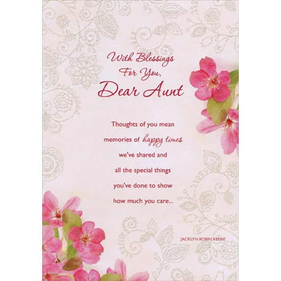 Designer Greetings Memories of Happy Times: Flowers and Vines Inspirational / Religious Birthday Card for Aunt