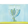 thumbnail image 1 of Designer Greetings Menorah of Thin Stems and Leaves and Gold Tabletop on Light Blue Box of 15 Hannukah Cards, 1 of 2