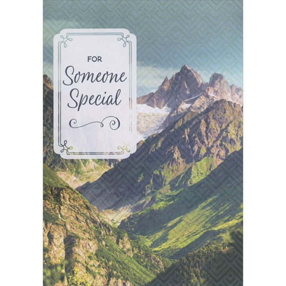 Designer Greetings Mountain Range Photo Covered by Transparent Chevron Patterns Father's Day Card for Someone Special