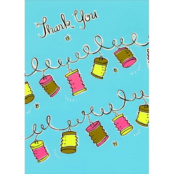 Designer Greetings Neon Colored Hanging Lanterns Thank You Card