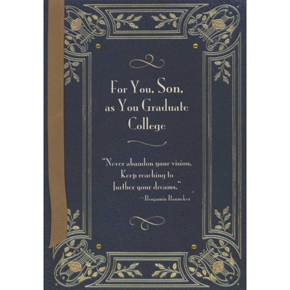 Designer Greetings Never Abandon Your Vision: Banneker Quote, Ribbon and Gems 3D Hand Decorated College Graduation Card for Son