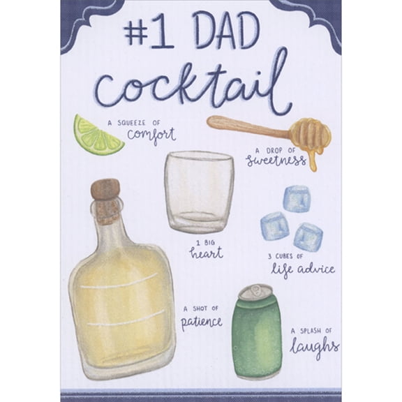 Designer Greetings Number One Dad Cocktail: Lime, Honey, Glass, Bottle and Can Father's Day Card for Dad from All of Us : Group