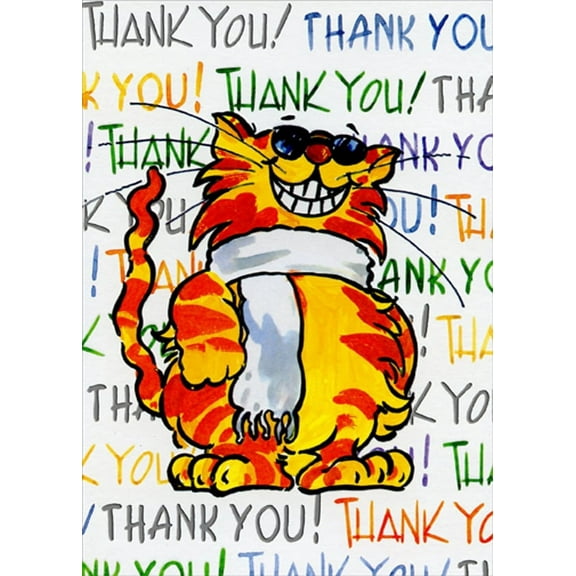 Designer Greetings Orange Cat with White Scarf Funny / Humorous Thank You Card