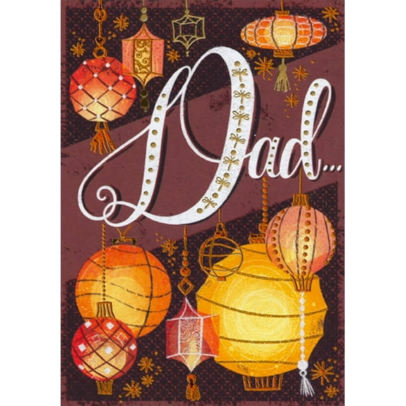 Designer Greetings Orange Foil Hanging Lanterns Birthday Card for Dad