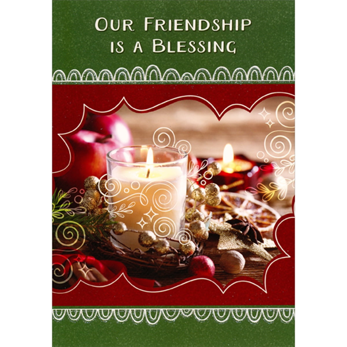 Piccadilly Greetings Traditional Christmas Card, Friend, Red - View #4