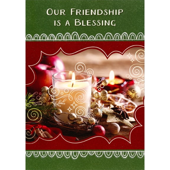 Designer Greetings Our Friendship is a Blessing Christmas Card, 5.25 x 7.5 inches, Heavy Cardstock