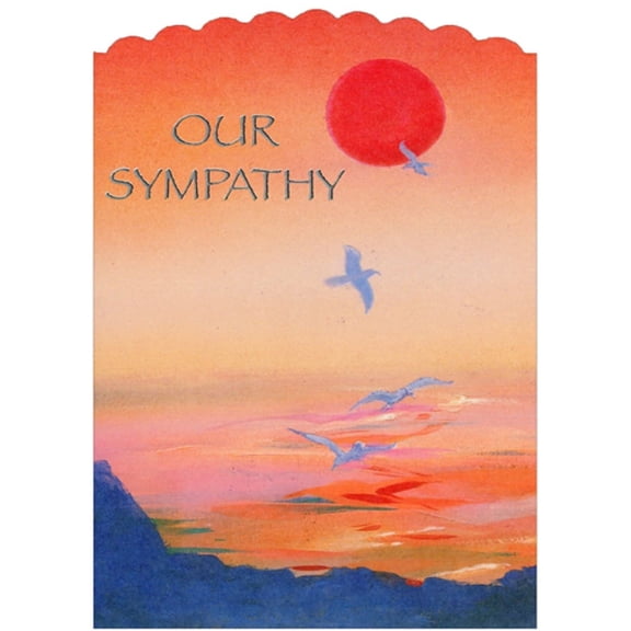 Designer Greetings Our Sympathy Deep Red Sun in Orange Sky Die Cut Z-Fold Sympathy Card