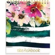 Designer Greetings Designer Papers, Top Bound Spiral Sketchbook, Pink Watercolor Floral Design ¬– 120 Sheets (8.375” x 10”) ¬Perfect for Artists and Creatives!